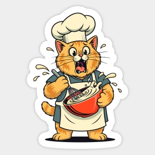 Furry Fiasco: Cat Chef Chaos Sticker
